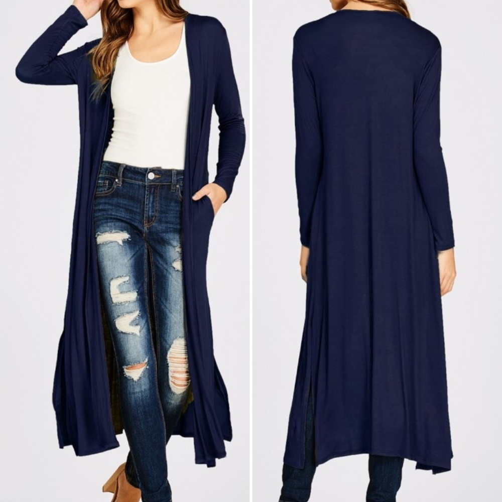 NAVY long duster/ Cardigan - Picture 2 of 6
